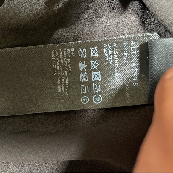 AllSaints Women’s Lasia Top Peplum Black Size S Draped Twist - Picture 5 of 10